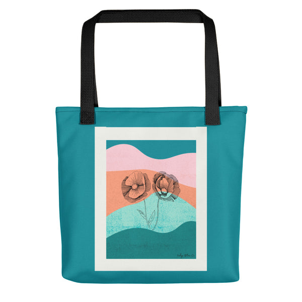 Stencil Waves Tote Bag (Teal)