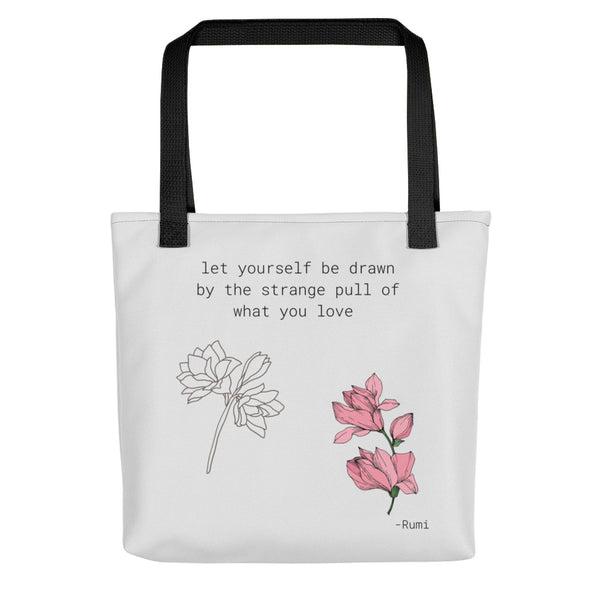 Let Yourself Be Drawn Rumi Tote Bag (White)