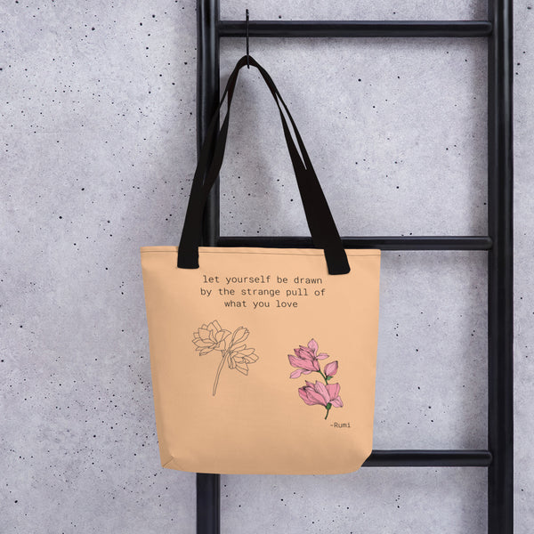 Let Yourself Be Drawn Rumi Tote Bag (White)