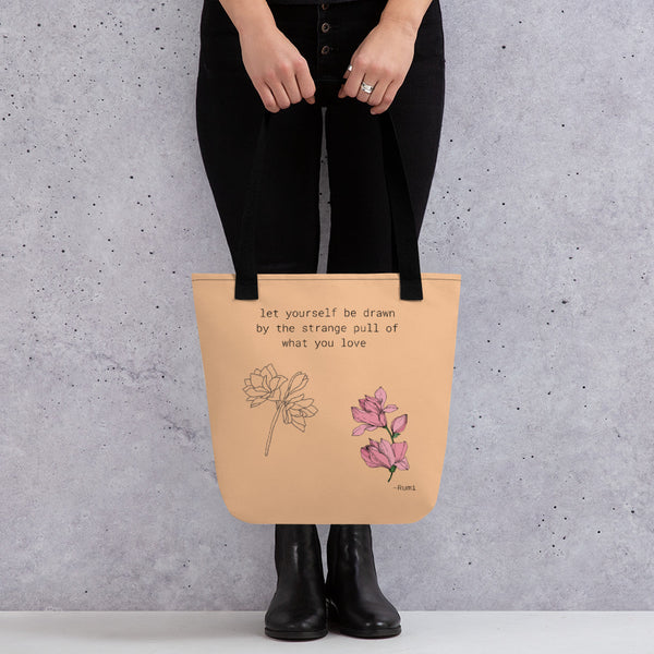 Let Yourself Be Drawn Rumi Tote Bag (White)