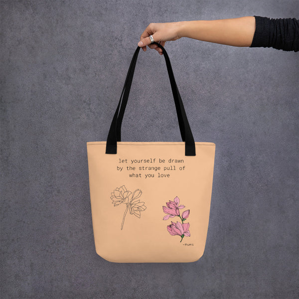 Let Yourself Be Drawn Rumi Tote Bag (White)