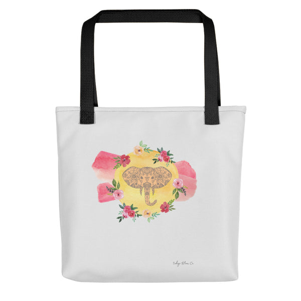 Watercolor Elephant Tote Bag (Light Gray)