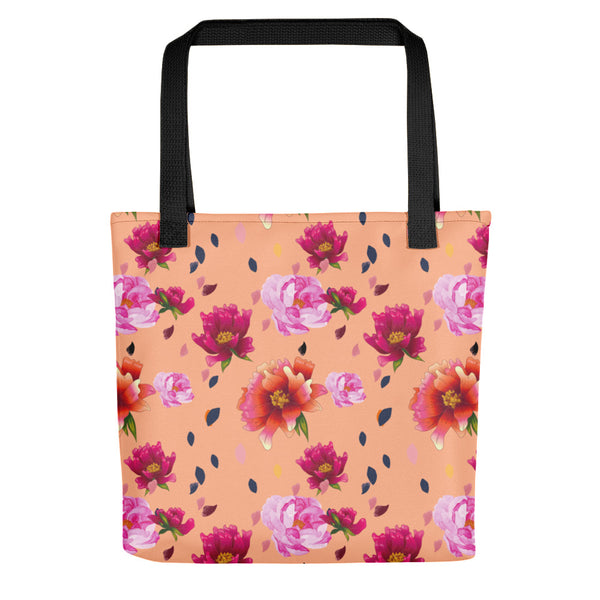 Falling Flowers (Full Design) Tote Bag (Apricot)